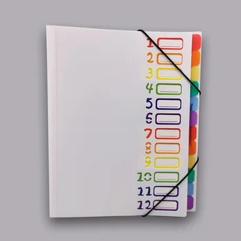 

A4 12 Pages File Folders Rainbow Document Holder Organizer with Slash Pockets PP Material MYDING
