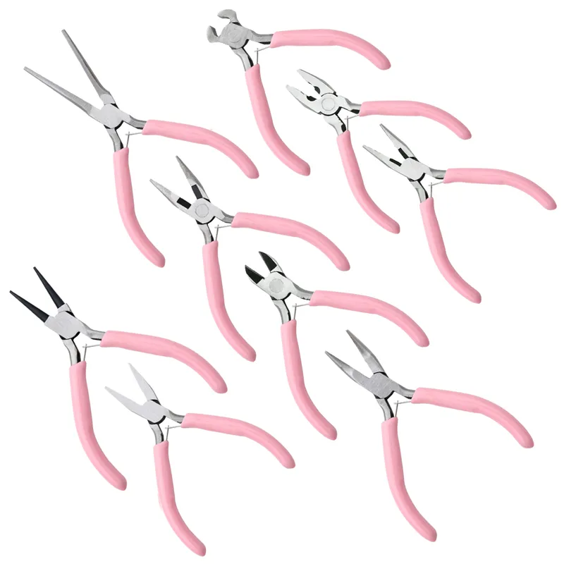 

Cute Pink Color Handle Anti-slip Splicing and Fixing Jewelry Pliers Tools & Equipment Kit for DIY Jewelery Making Needlework