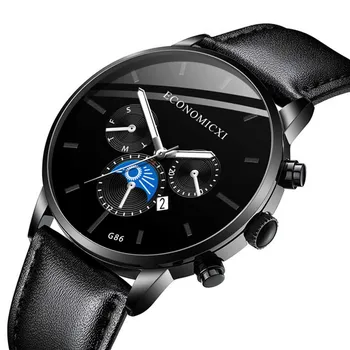 

Hot Sale Fashion Casual Wrist Watch New Personality Simple Men Watches Men Black Leather Luminous Quartz Watch Relogio Masculino