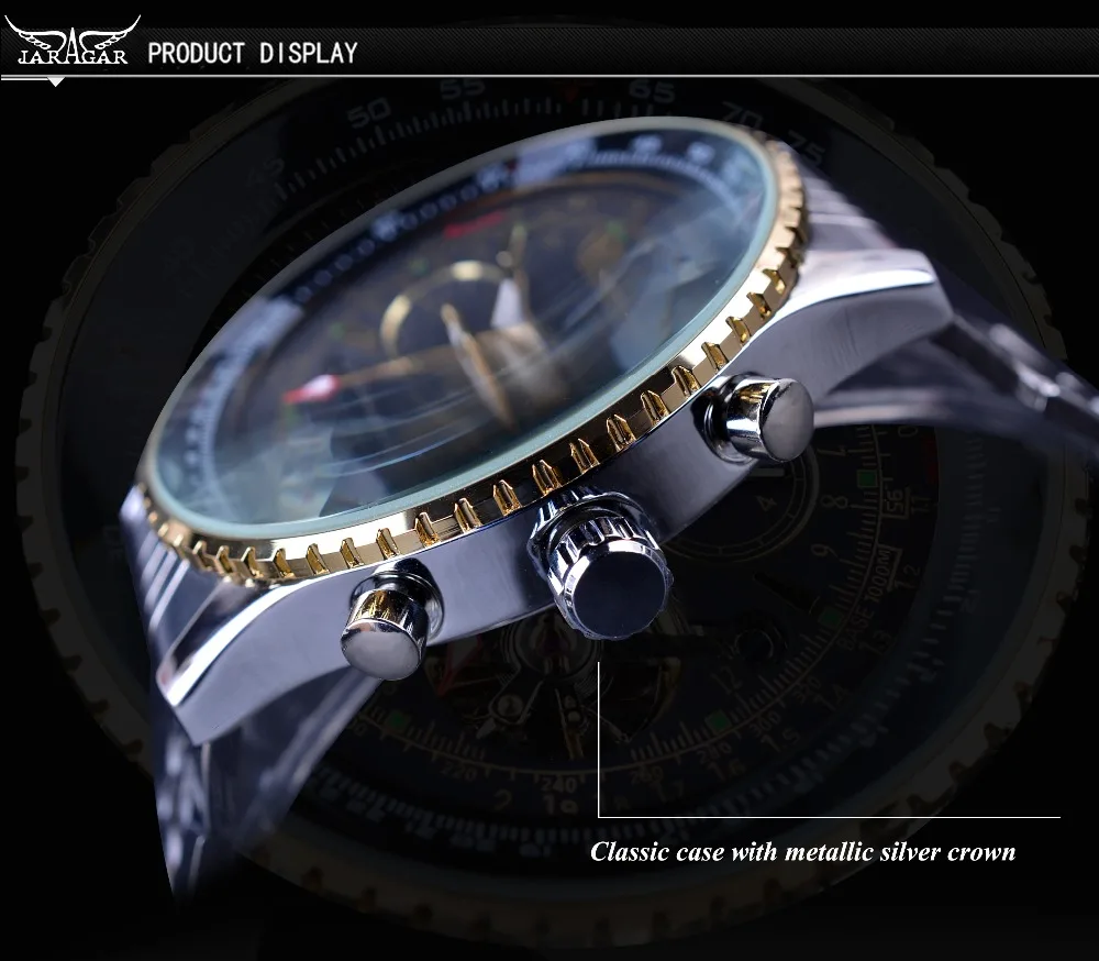 Мужские автоматические механические часы с индикацией даты и браслетом из нержавеющей стали от ведущего бренда