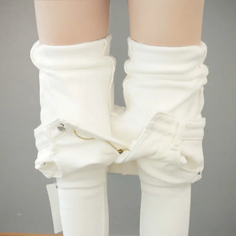 

Autumn Winter Plus Velvet Thick Women Leggings Long Trousers Pencil Pants White Black Stretch Skinny High Waist Leggings C5782