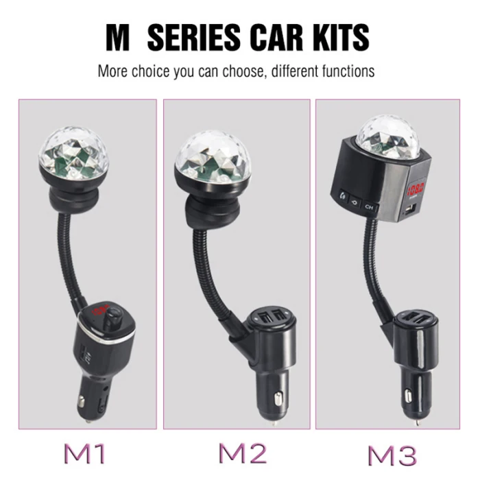 Автомобильный fm-передатчик 3 USB зарядное устройство Bluetooth автомобильный комплект музыкальный плеер со съемным диско-светильник DQ-Drop
