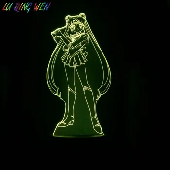 

SM Sailor Moon Character LED Night Light Touch Sensor Decoration Bedroom Light Girl Kids Usagi Tsukino 3d Night Lamp Bedside