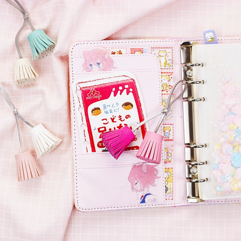 

High Quality PU Leather Tassels Diary Decoration Handbook Pendant Loose-leaf Notebook Chain Accessories