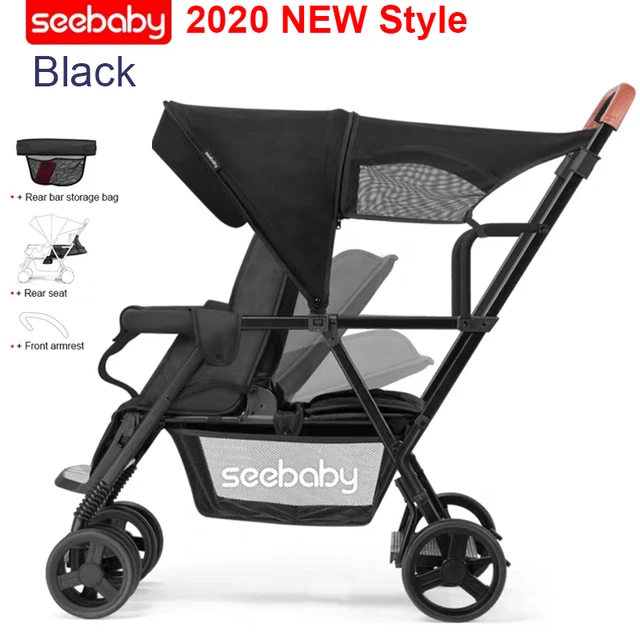 Seebaby Fold Twins Poussette Double Pram Deux places peut résister / Sit  Fit bébé et enfants Nouveau-nés transport de charge 130 kg Poussette