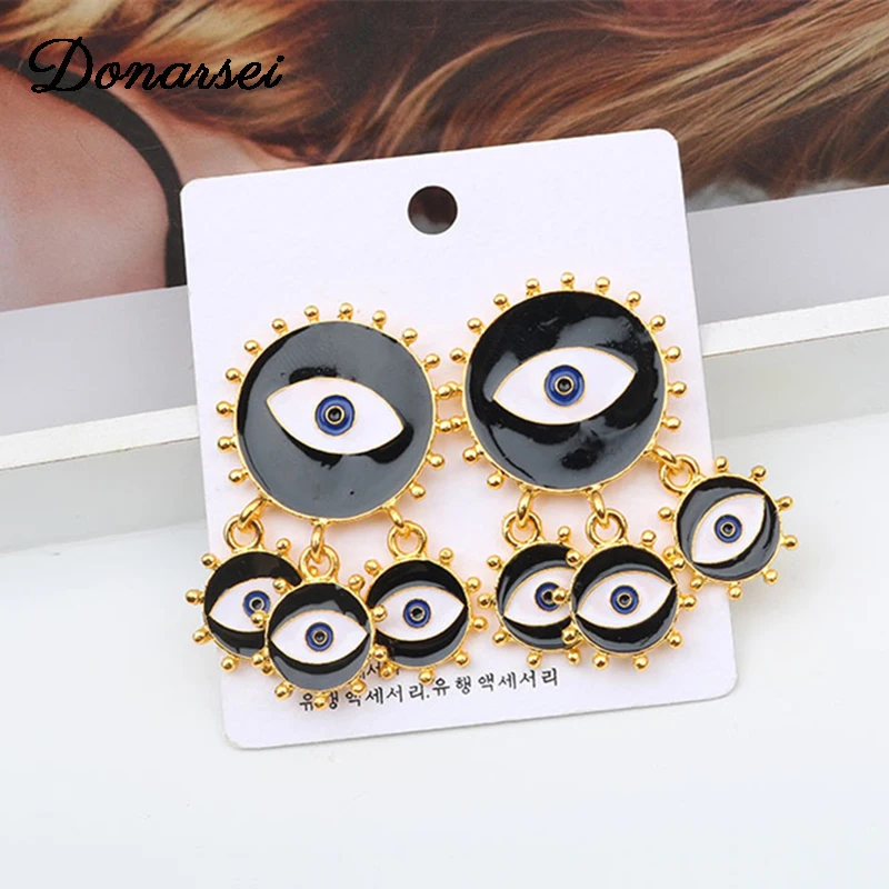 Donarsei Exaggerated Evil Eye Drop Earrings For Women Red Lip Devil's Eye Long Dangle Earrings Statement Jewelry
