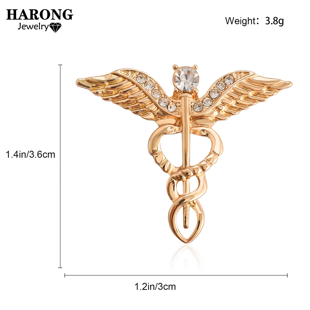 Harong Asclepius Medical Symbol Pin Pretty Crystal Snake, 42 OFF