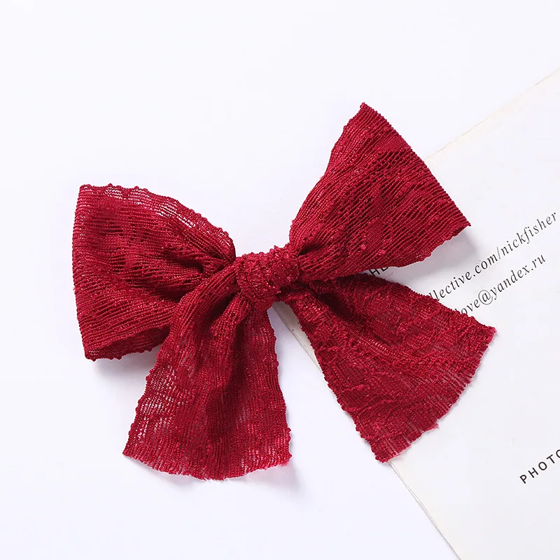 

2PC Baby Girls Lace Bow-knot Hairpin Cute Solid Color Hair Clips Autumn Winter Student Korean Headwear Baby Hair Accessories