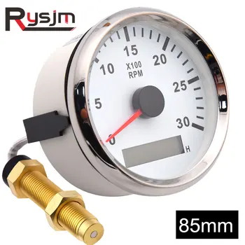 

3000 rpm meter 85mm Tachometer Car Marine Tacho with LCD Hourmeter Car Tachometer with red backlight 12V boat accessories marine