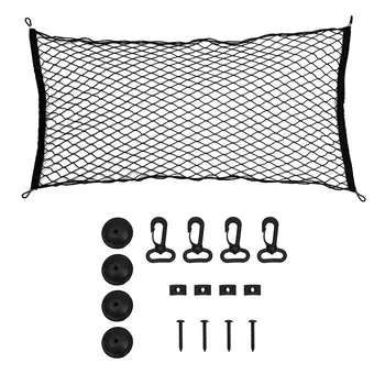 

ODOMY Universal Car Rear Trunk Cargo Mesh Net Storage Bag Adjustable Elastic Organizer SUV Interior Tidy Accessories