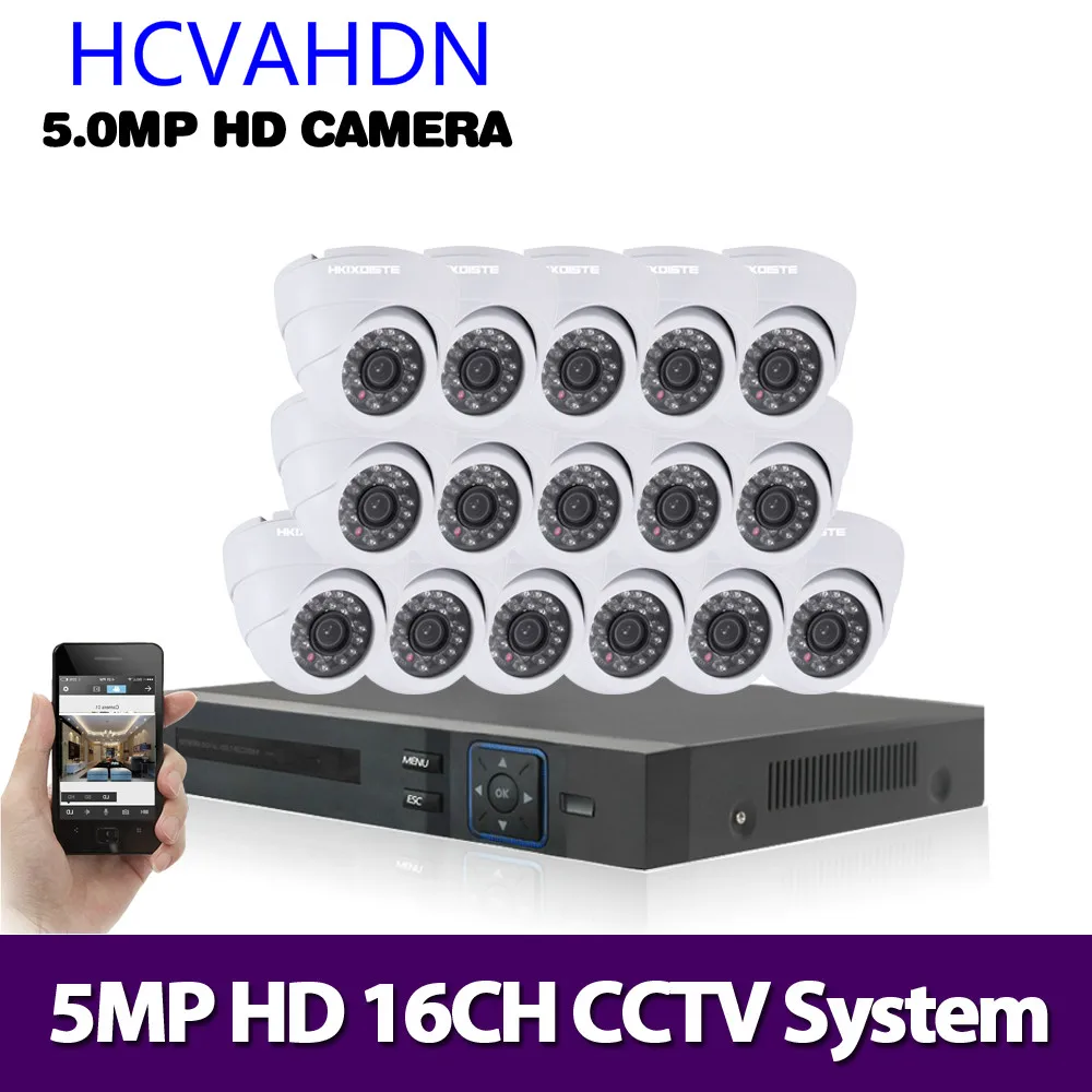

H.265 16CH 5MP 1080P HDMI DVR CCTV Security System 16PCS 5.0MP HD IR-CUT Home AHD Camera P2P indoor Video Surveillance Set