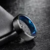 Tigrade Men Tungsten Ring 4/6/8mm Black Man Rings Women Finger Band Blue Inside Cool Ring Classic Wedding Band Engagement 4