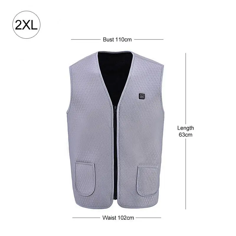 Для мужчин и женщин Открытый USB Инфракрасный нагревательный жилет куртка зимняя гибкая электрическая тепловая одежда жилет для спорта Пешие прогулки# ED - Цвет: Gray XXL