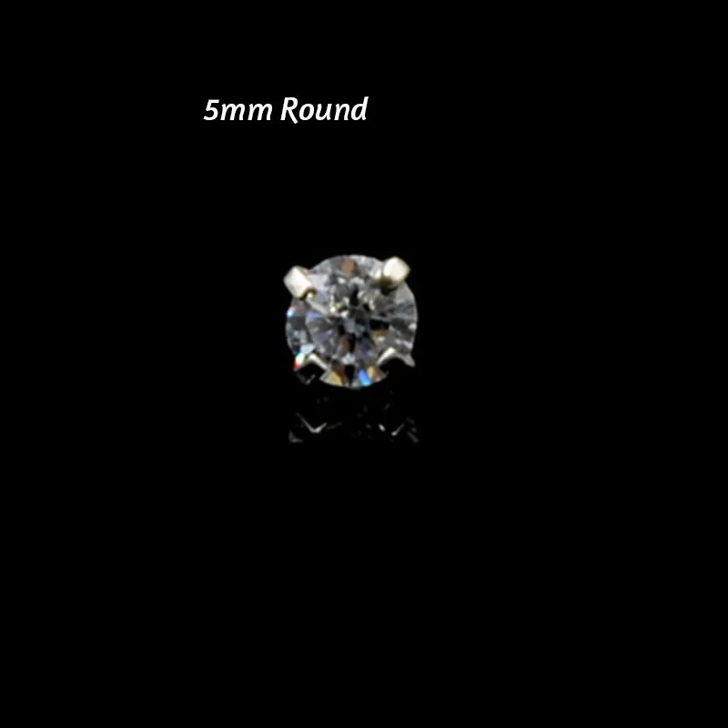 Round 5mm 1 шт. из гибкого биопласта 16G 6/8 мм уха пирсинг для ушного Козелка, ювелирное изделие для тела, вставные губная серьга серьги-гвоздики с Пресс подходит Сталь циркон - Окраска металла: Round 5mm