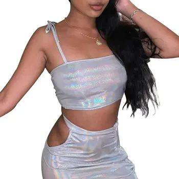 

Two Piece Set Women Sexy Bandage Crop Top and Skirt Set Hollow out Evening Party Club 2 Piece Set Streetwear Ladies Clubwear