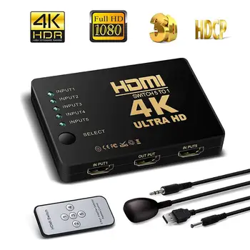 

HDMI Switcher 5 Port 4K*2K 1080P HDMI Switch Selector Splitter Box Ultra HD With Hub IR Remote Controller For HDTV DVD TV BOX Z2