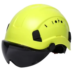 Capacete de segurança com óculos viseira escalada ao ar livre equitação capacetes de proteção trabalhando resgate capacete duro alta qualidade abs boné trabalho