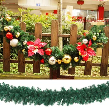 

2.7m Christmas Decoration Bar Tops Garland Christmas Tree Ornaments Dark Green Cane Tinsel Party Supplies