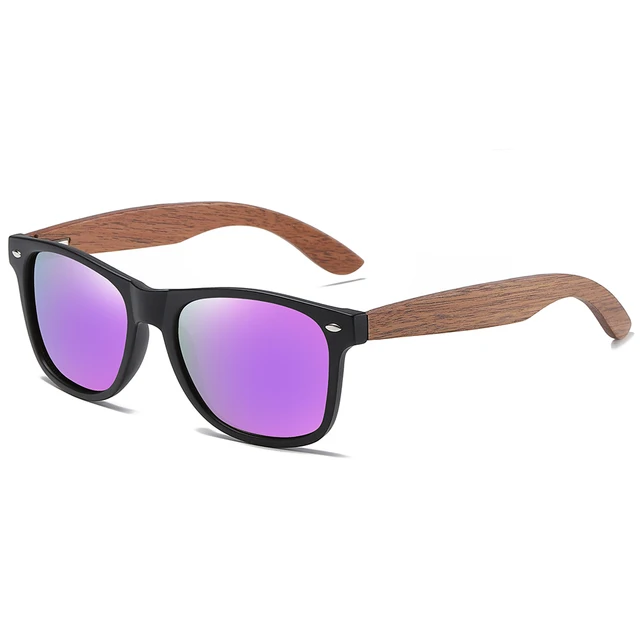 GM Brand Walnut Wooden Polarized Men's Sunglasses Square Frame Sun glasses Women Sun glasses Male Oculos de sol Masculino S7061h purple
