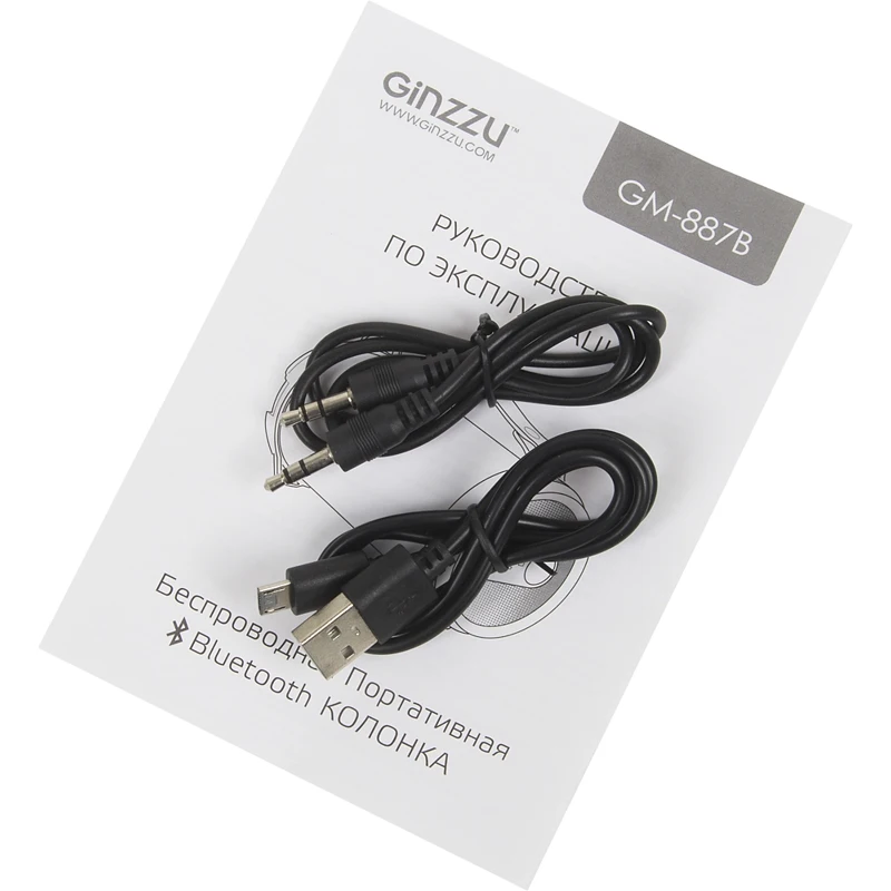 Колонка порт. Ginzzu GM-887B черный 12W 2.0 BT/3.5Jack/USB 3000mAh