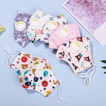 

Children's cartoon cotton PM2.5 mask with breathing valve 1 activated carbon filter dustproof and dustproof breathable children'