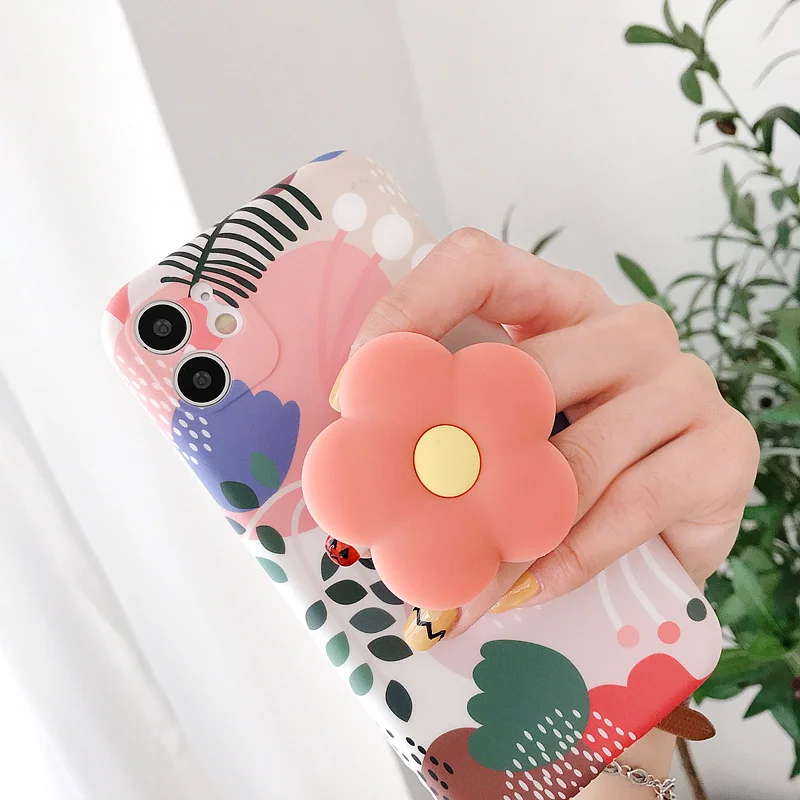 3D Cute Cartoon flowers Foldable Cell Phone Holder Stand For Telephone and Tablets Universal Finger Ring Mobile Phone for Iphone mobile phone holder Holders & Stands