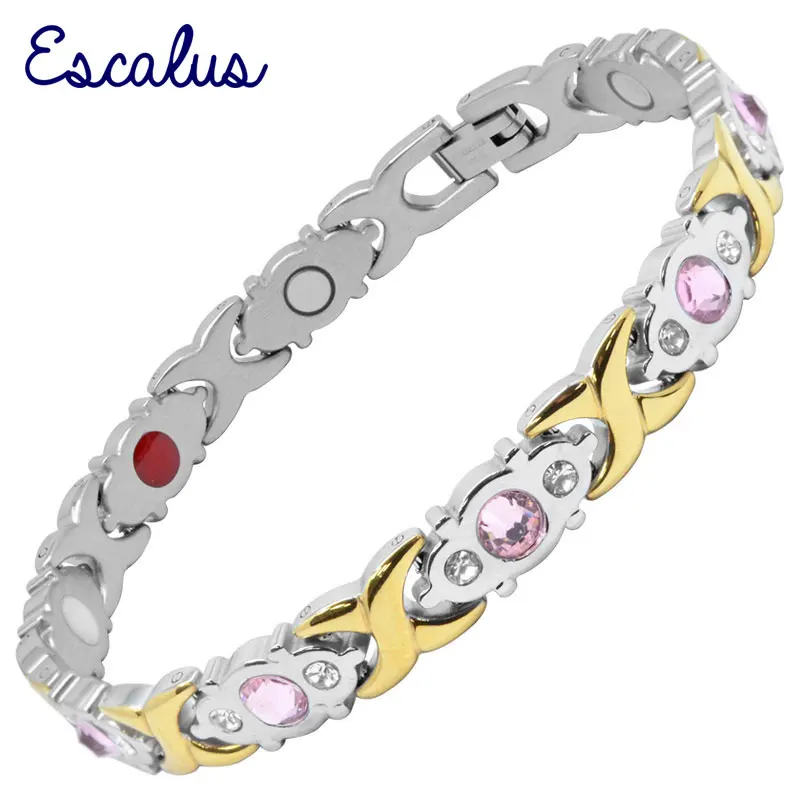 Escalus Модный женский браслет из нержавеющей стали 4 в 1 Магнит анион Германий Дальний инфракрасный ювелирный подарок браслет