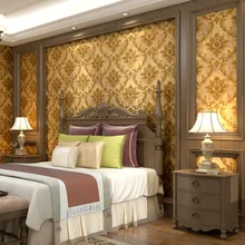 Высококачественный кожаный мягкий уголок в европейском стиле ретро ностальгические обои Дамаск Золотой влагостойкий плесенеустойчивый круговой поляризационный фильтр прессованные гостиная спальня ТВ задняя стенка