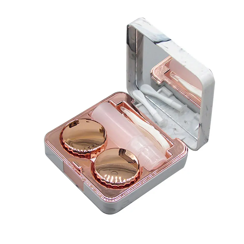 

Marble Contact Lens Case Beauty Box Companion Box Glasses Case Portable Invisible Mirror Box Protection