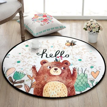 

New Round Rugs Baby Play Mat Toys Storage Organizer Nursery Rugs Large Polyester Anti-Slip Cartoon Animal Baby Floor Mat Game Ma