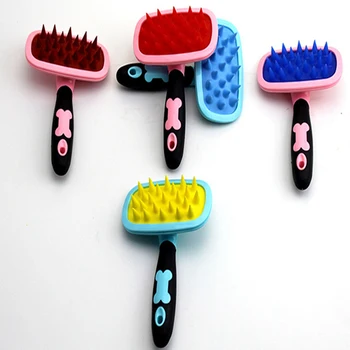 

Cute Colors Silicone Pet Dog Cat Grooming Comb Brush for Bathing Cleaning Massage Plastic Brush Comb for Dogs Cats Random Color