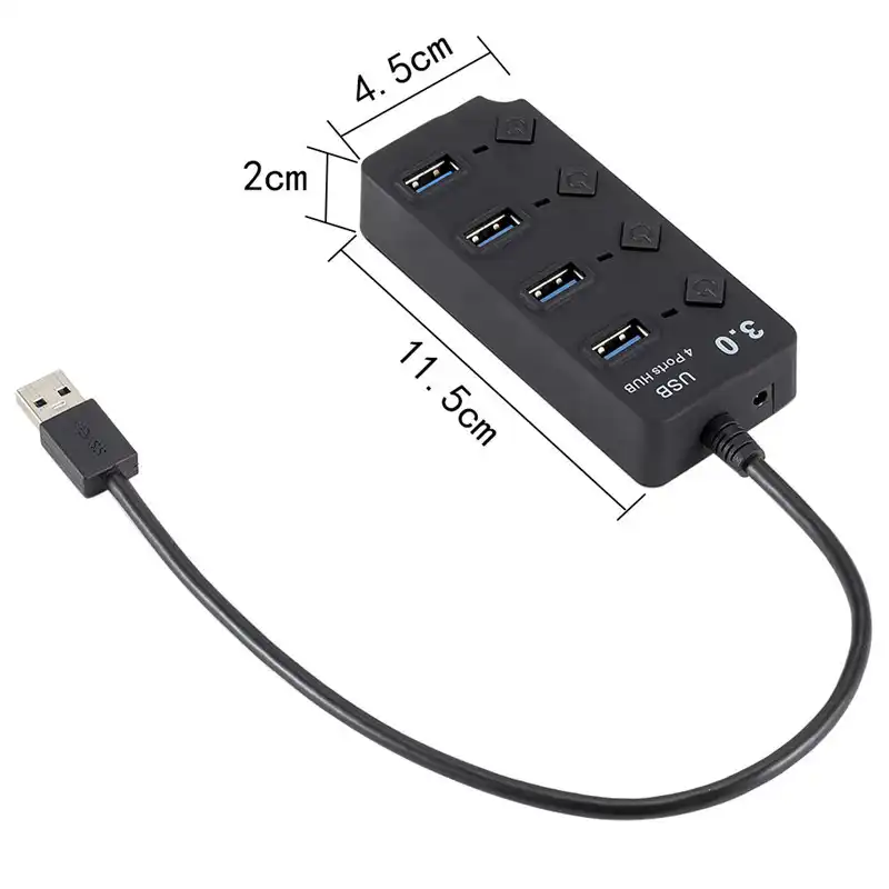Universal 4-Port Hub USB LED Interruttore on//off ad alta velocità di trasferimento dati Splitter Box
