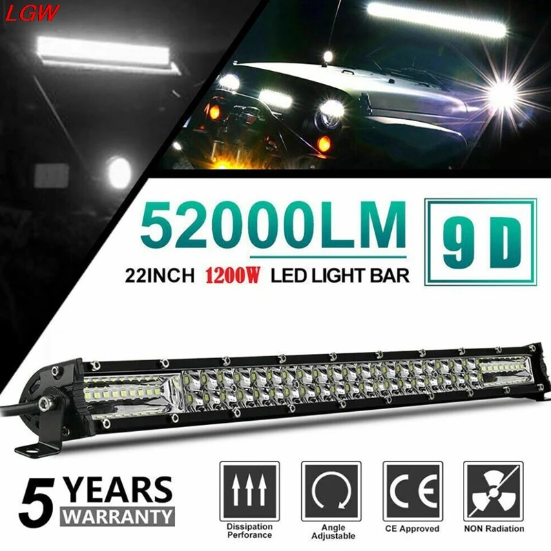 

20inch 1200W Led Light Bar Dual Row Spot Flood Combo Work UTE Tâ€‹â€‹ruck SUV ATV US Car led light bar work light