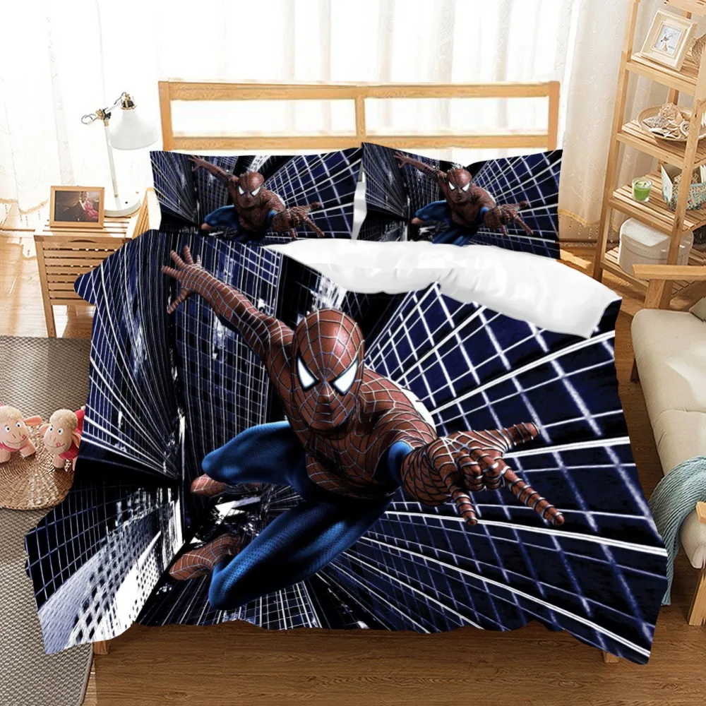 

Microfiber Home Bedding Set Movie Character Duvet Cover Pillow Case Double King Size Amazing Peter Parker Bedspread Room Decor