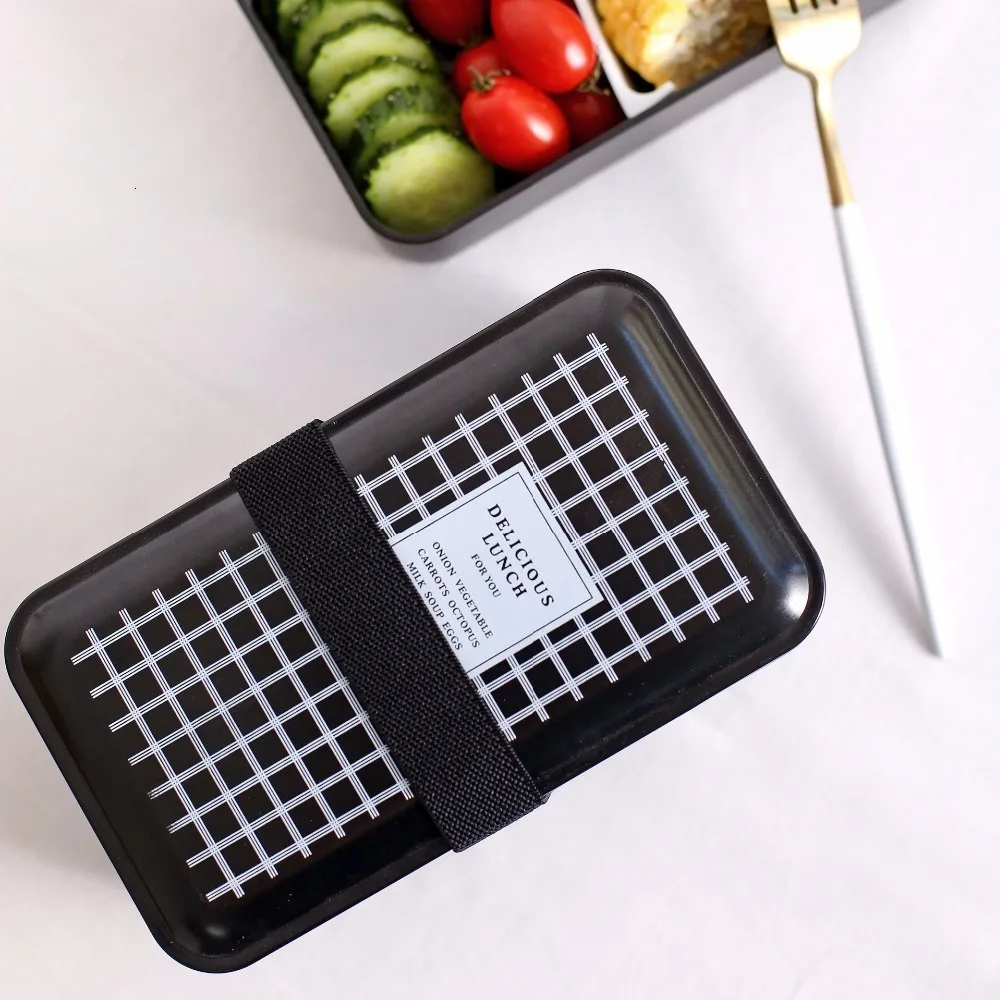 Двухслойная коробка для ланча бэнто портативный пищевой контейнер для микроволновой печи BPA бесплатно для детей ящики для пикника Офис Школа милый японский стиль