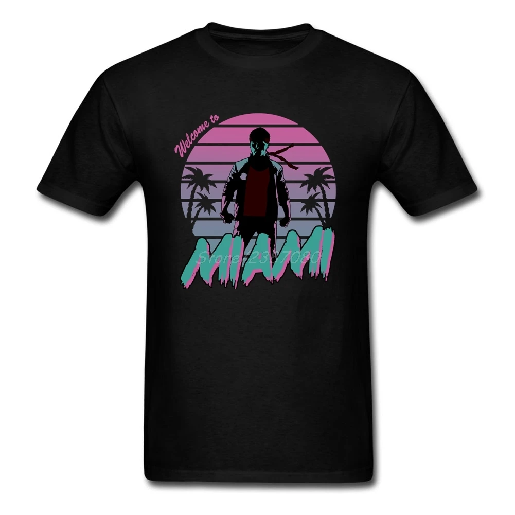 Vaporwave Miami Vice T Shirt Cotton Short Sleeve Custom Brand Clothing Hip Hop Hot Sale Big Size Men Shirts | Мужская одежда