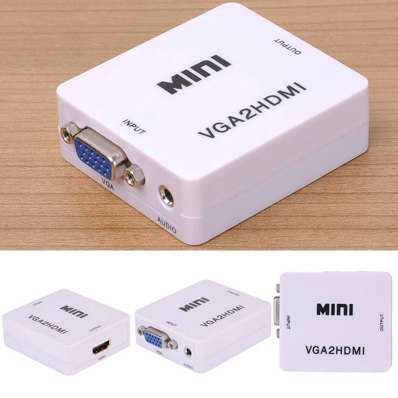  VGA a HDMI Adattatore Video Full HD 1080P Audio Converter Box SIM Card e Adattatori per PC TV Del C