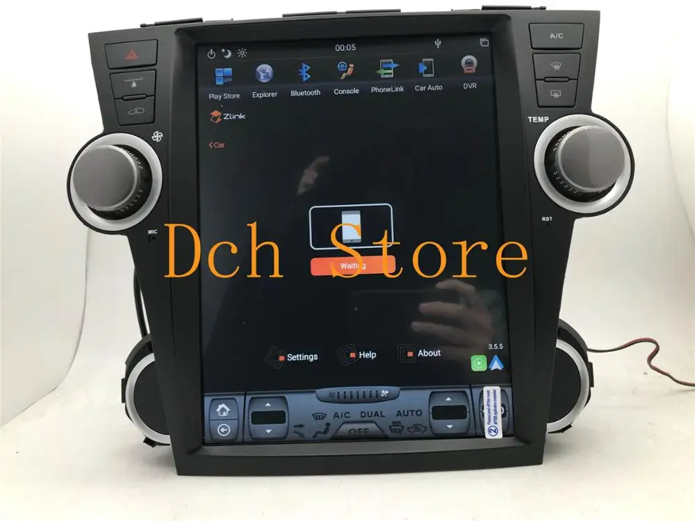 12,1 дюймов вертикальный tesla стиль Android 8,1 автомобильный DVD gps для Toyota Highlander 2008- авто ручной AC px6 carplay HDMI радио NAVI