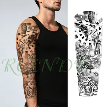 

Waterproof Temporary Tattoo Sticker compass flower star light sexy girl wings full arm fake tatto flash tatoo for men women