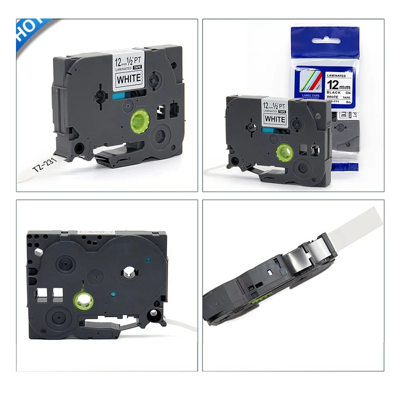 TZE 라미네이트 리본, 브라더 Ptouch PT-H110 D600 710BT 라벨 메이커 테이프와 호환, 12mm, tze231, tz335, tz631, tz131, MQP35