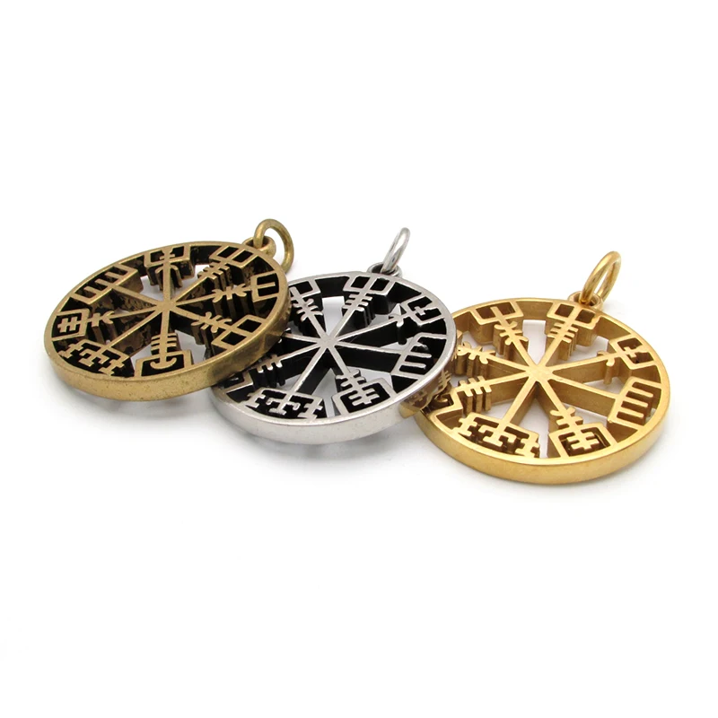 Viking Rune Icelandic Vegvisir Compass Helmet Horror In Runic Circle Pendant  Amulet Collier Necklace 4