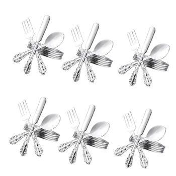 

6 Pack Creative Napkin Buckle Fork Knife Spoon Silver Napkin Rings Tableware Napkin Holder for Wedding Party Table Decoration,Si