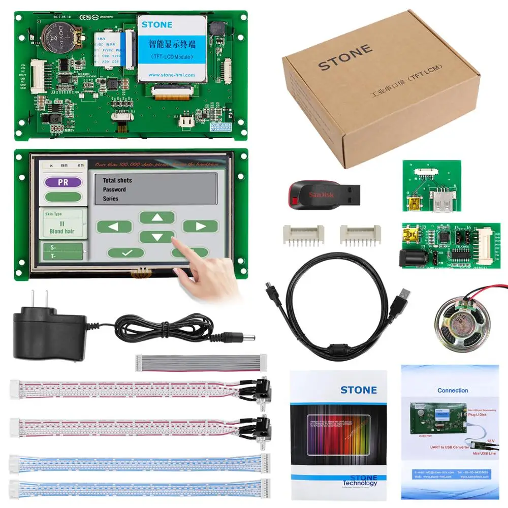 5,0 дюймовый дисплей TFT lcd контроллер Сенсорная панель как HMI+ PLC промышленное решение