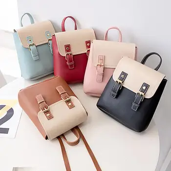 

Casual Women Color Block Flip Top Backpack Student Schoolbag Shoulder Bag Pouch handbag Crossbody Pouch bags for women 2019