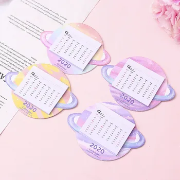 

2020 Creative Colorful Planet Calendar Wall Sticker Mini Portable Calendars Daily Table Planner 2019.09~2020.12