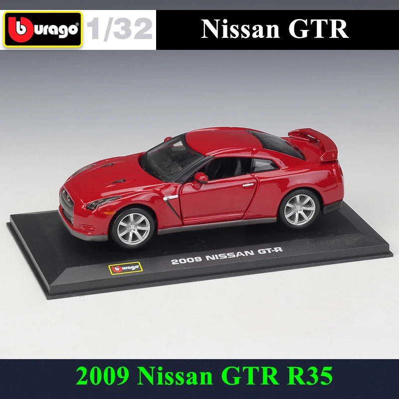 

Bburago 1:32 2009 Nissan GTR R35 simulation alloy car model plexiglass dustproof display base package Collecting gifts