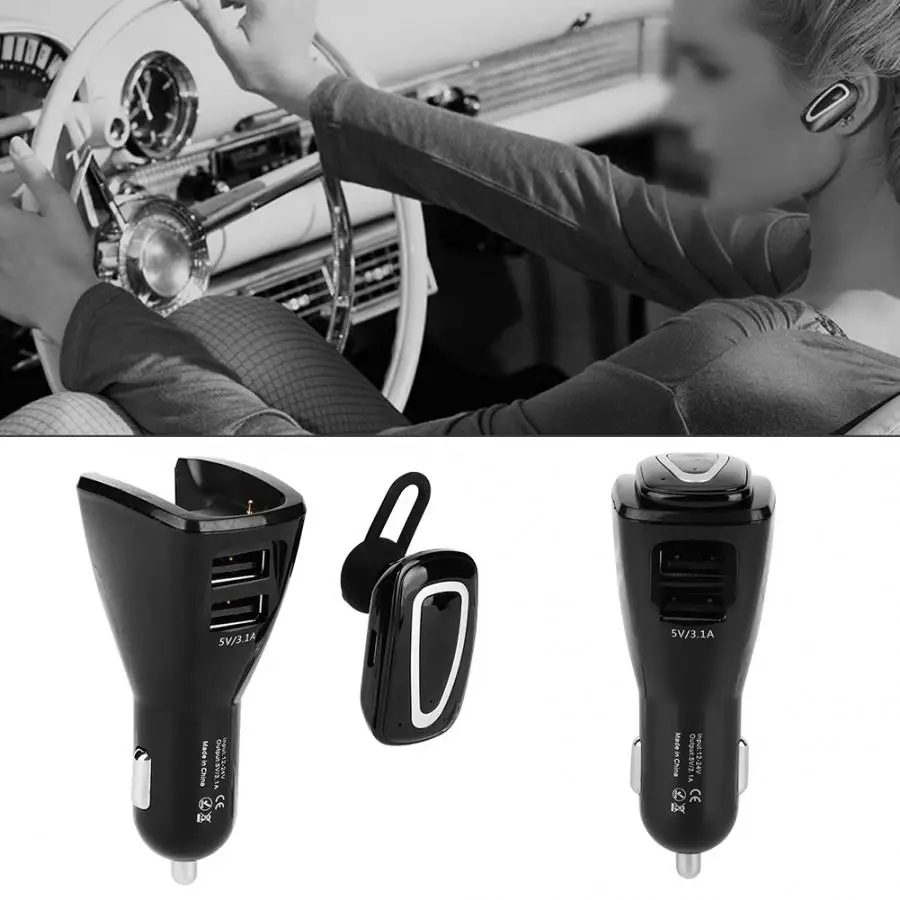 Беспроводные наушники с Bluetooth для громкой связи автомобильное зарядное