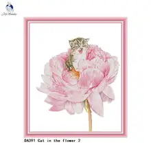Набор для вышивки крестиком «Кот в цвете» холст 14 и 11 карат