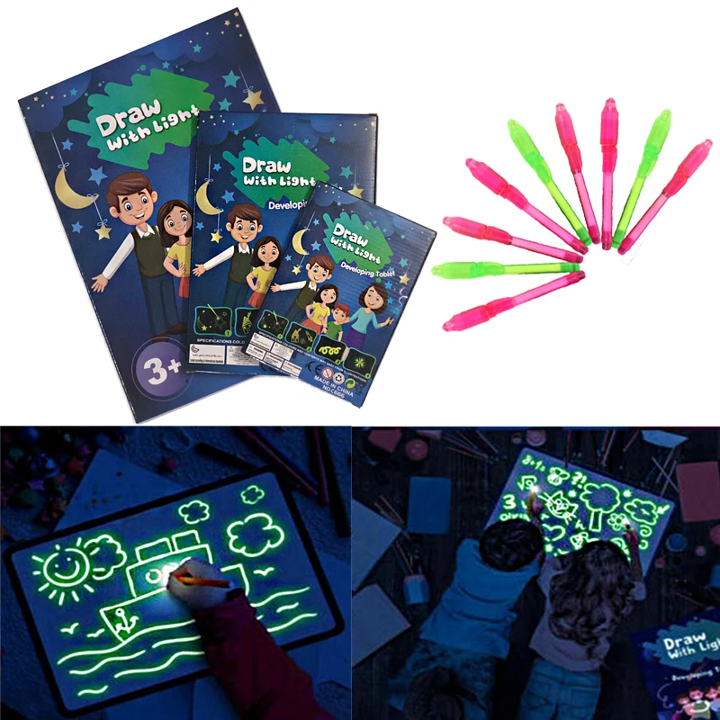 

A3 A4 A5 LED Luminous Drawing Board Graffiti Doodle Drawing Tablet Magic Draw With Light-Fun Fluorescent Pen Educational Toys