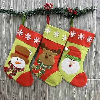 

3 Pcs Christmas Sock Christmas Decoration Assorted Santa Claus and Snowman and Elk for Christmas Decorations